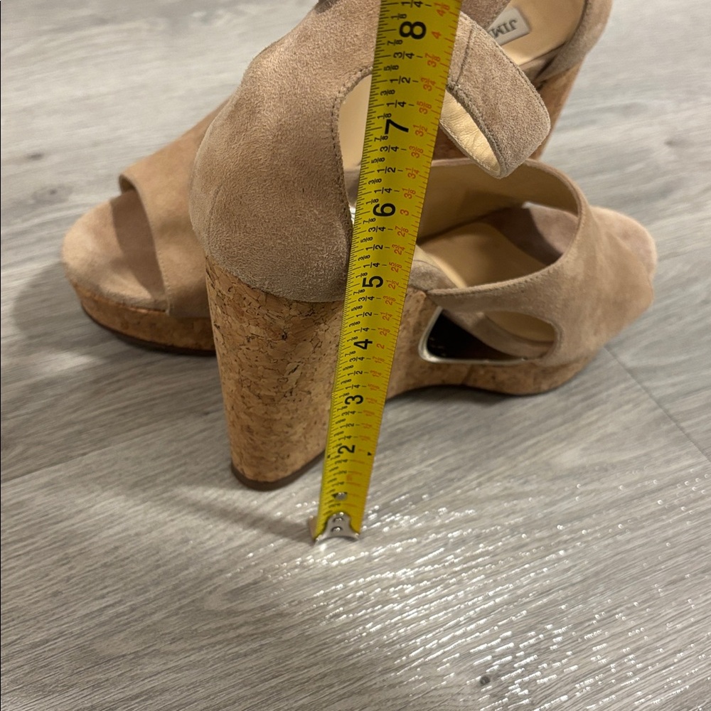 Jimmy Choo Cream Suede Cork Platform Ankle Strap Women's Shoes size 40 - Picture 10 of 14